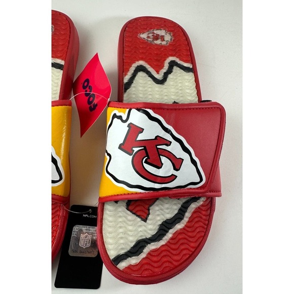 NWT Kansas City Chiefs NFL Team Stripe Gel Slides Sandals Men's Size Large FOCO - Picture 3 of 8